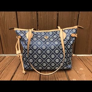Giani Bernini Blue Logo Fabric Tote